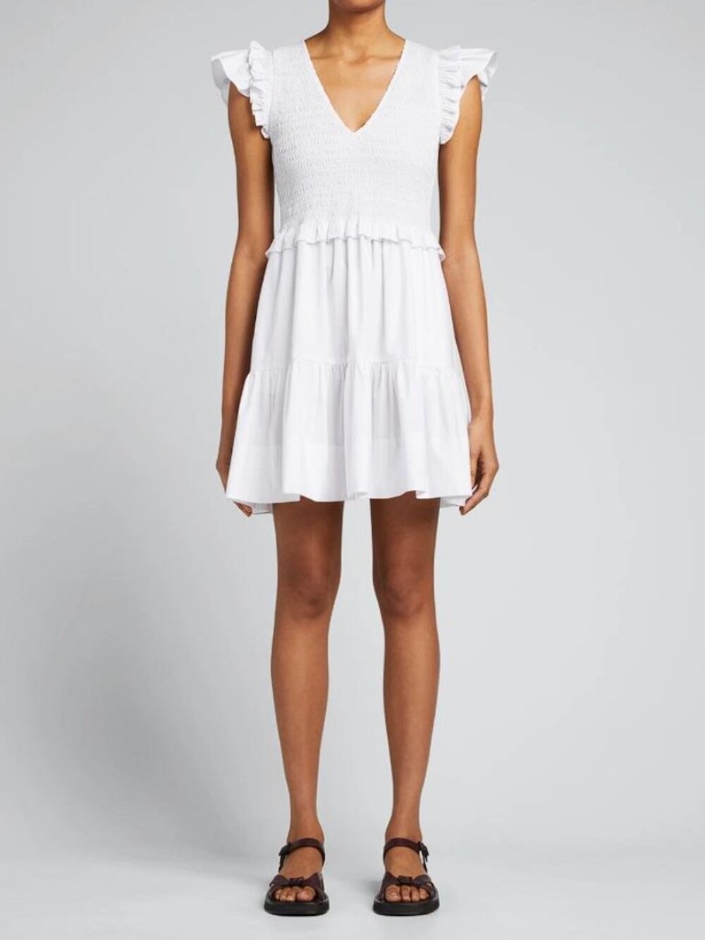 SEA NEW YORK Women's Phoebe Cotton Smocked Dress Size 4 in White